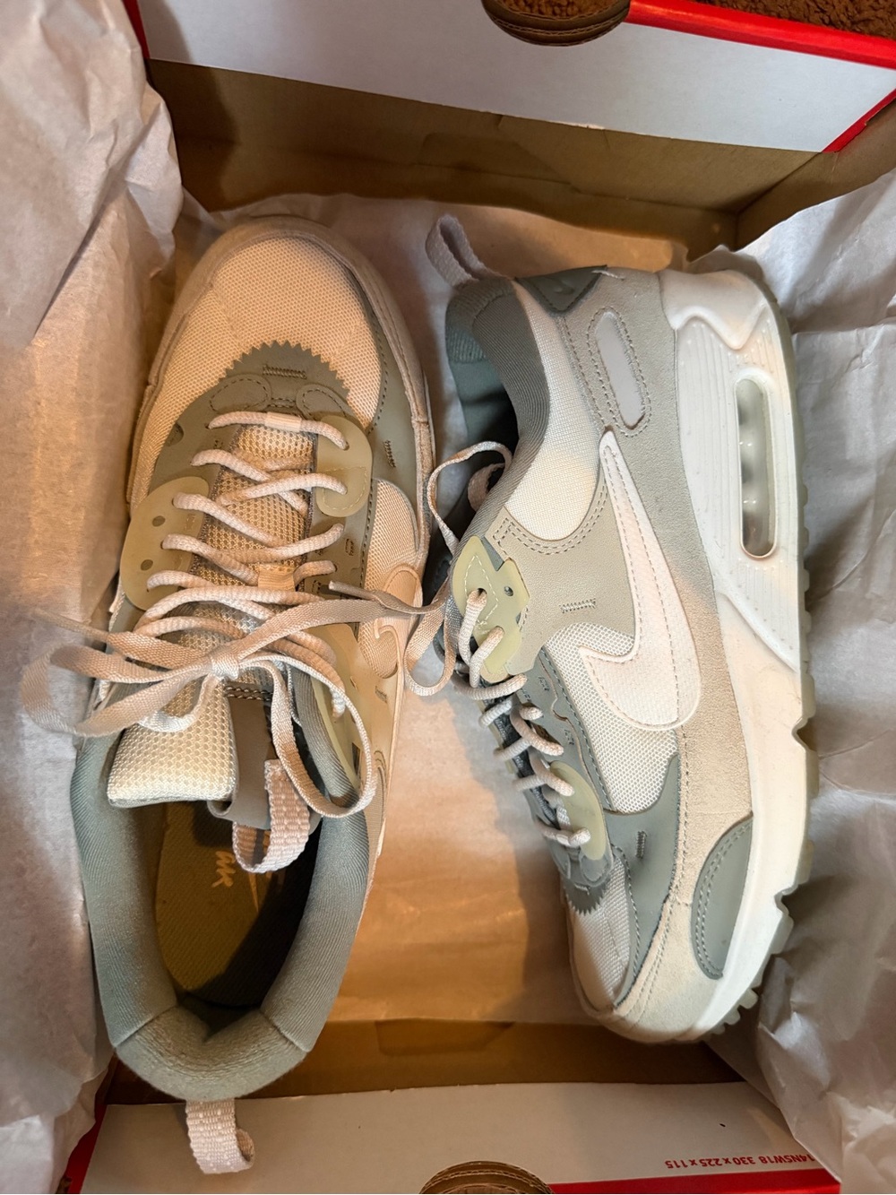 Nike Air Max 90 Futura Sneakers in White with Olive Accents
